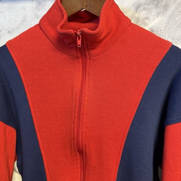 Vintage 80s Nike Sweatshirt Mens Large Red Full Zip Fleece Sportswear - Picture 3 of 16